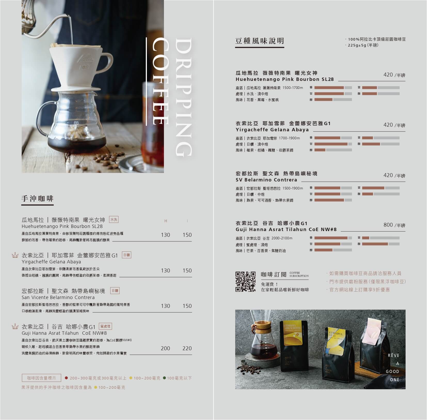 黑浮咖啡南區菜單MENU